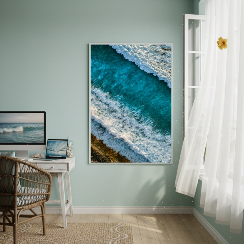 Quadro Decorativo Ondas Do Oceano-70x50cm