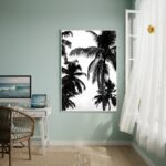 Quadro Decorativo Palmeiras Em Preto E Branco-70x50cm