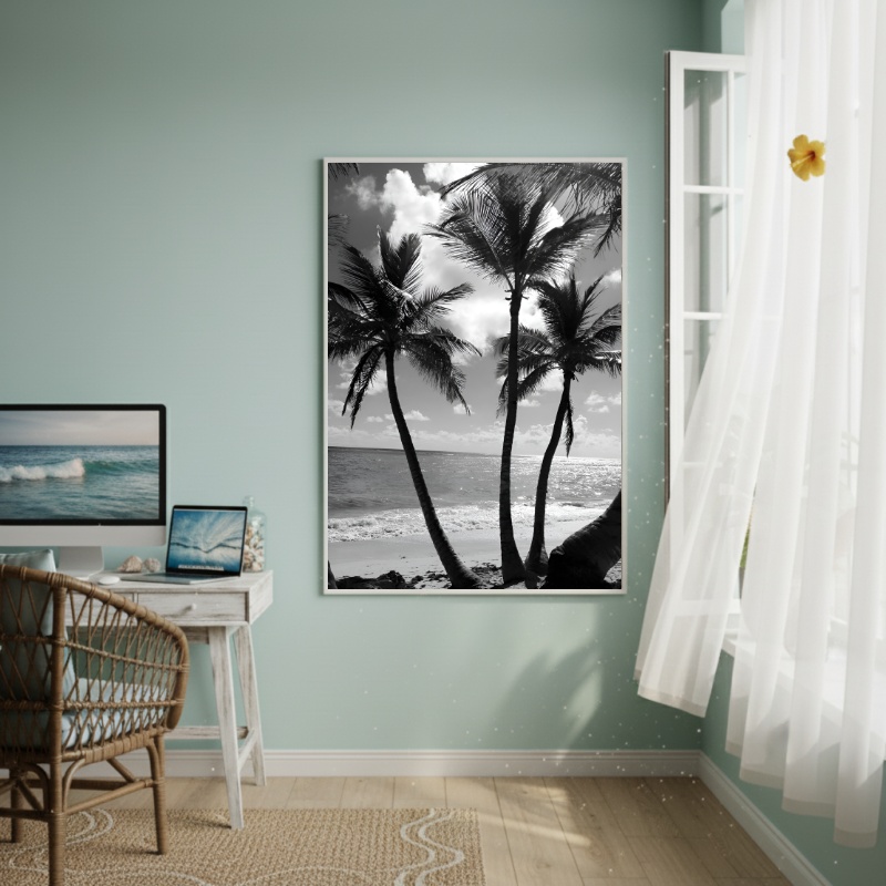 Quadro Decorativo Palmeiras P&B-70x50cm