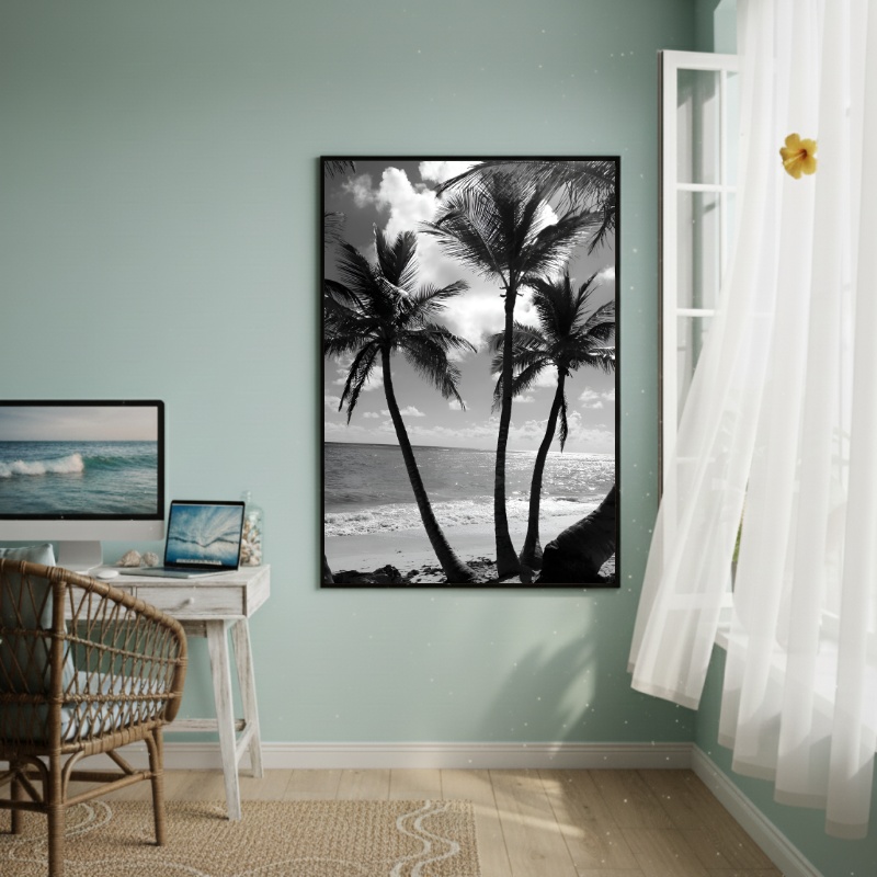 Quadro Decorativo Palmeiras P&B-70x50cm