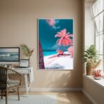Quadro Decorativo Palmeiras Rosas-70x50cm