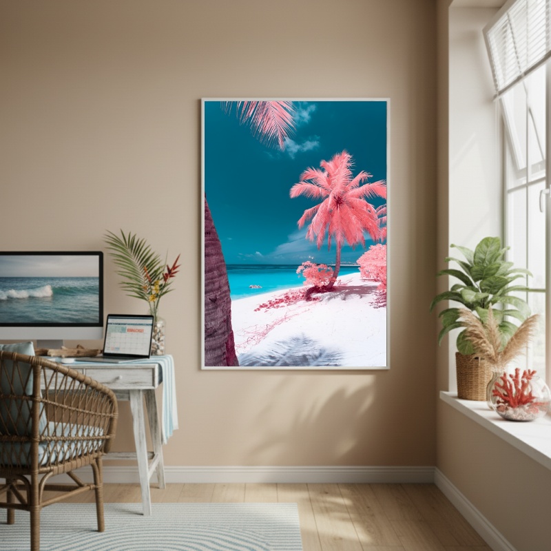 Quadro Decorativo Palmeiras Rosas-70x50cm