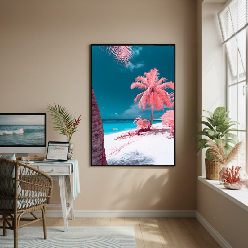 Quadro Decorativo Palmeiras Rosas-70x50cm