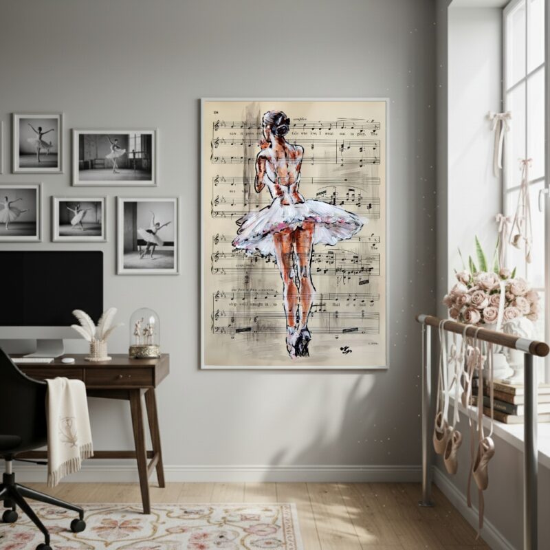 Quadro Decorativo Partitura Bailarina-70x50cm
