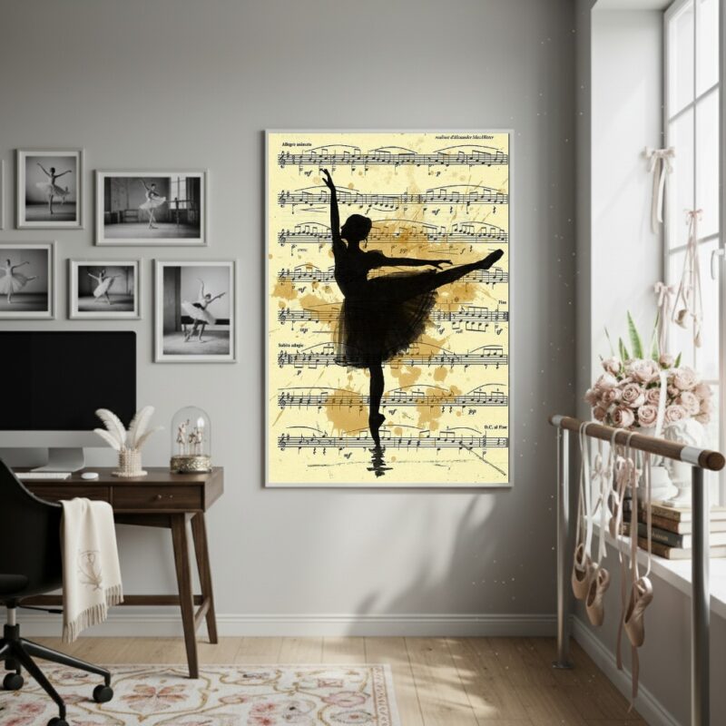 Quadro Decorativo Partitura Da Bailarina-70x50cm