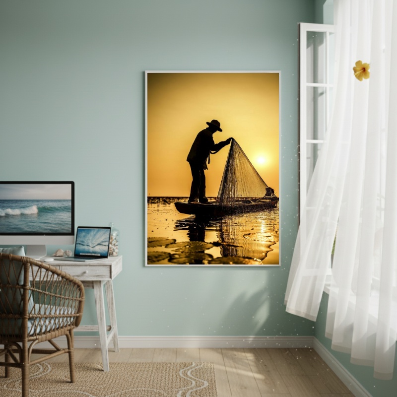 Quadro Decorativo Pescador-70x50cm