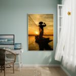 Quadro Decorativo Pescador No Oceano-70x50cm