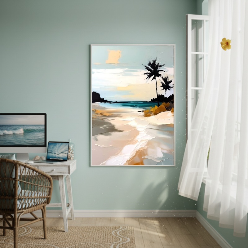 Quadro Decorativo Pintura Praia-70x50cm