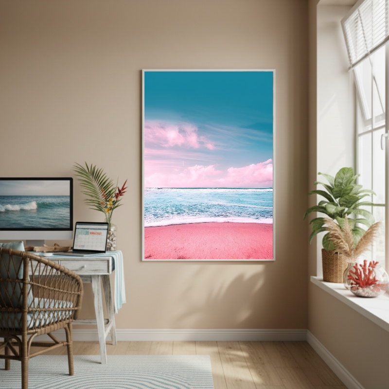Quadro Decorativo Praia Da Areia Rosa-70x50cm