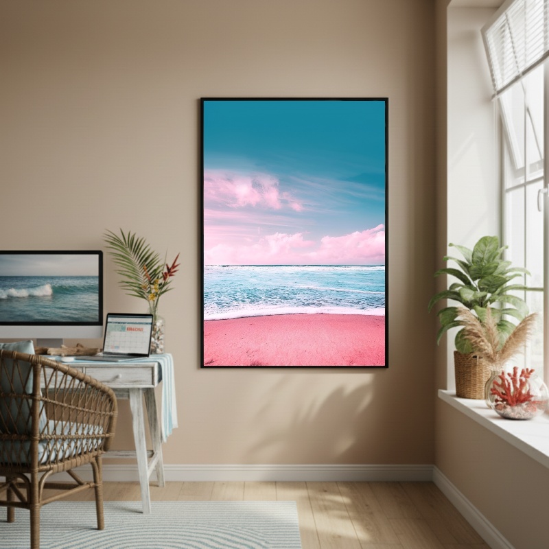 Quadro Decorativo Praia Da Areia Rosa-70x50cm