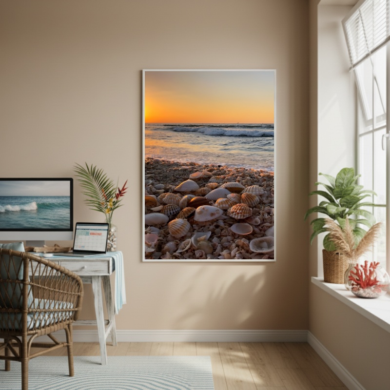 Quadro Decorativo Praia De Conchas-70x50cm