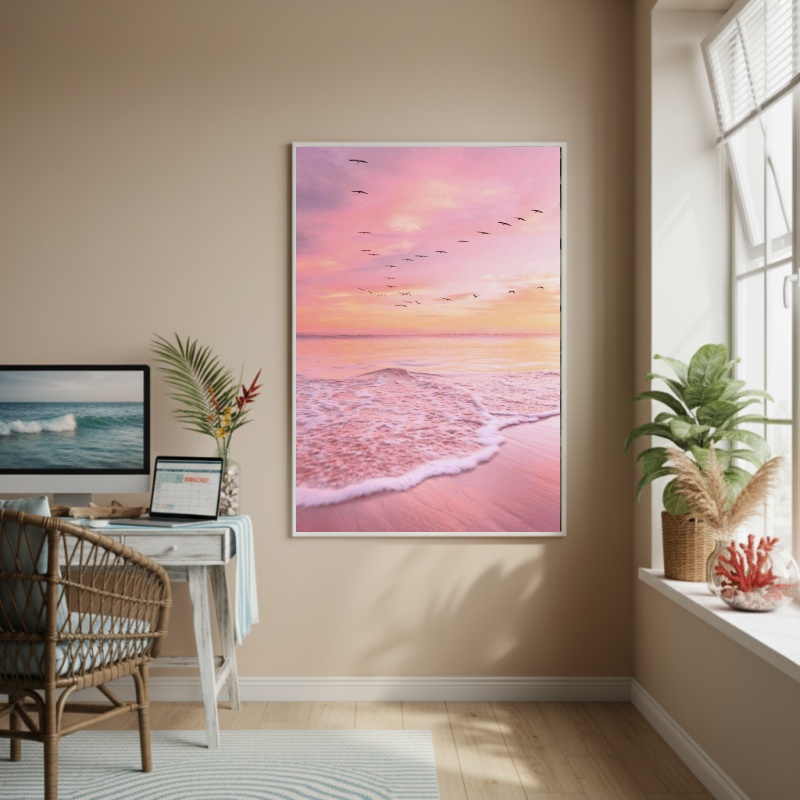 Quadro Decorativo Praia Rosa-70x50cm