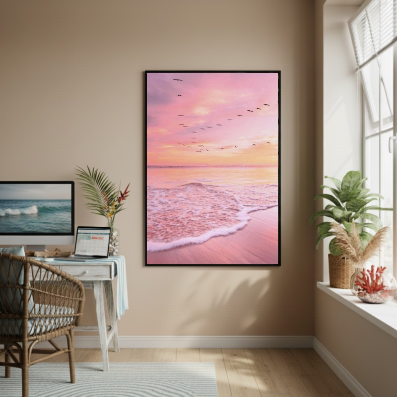 Quadro Decorativo Praia Rosa-70x50cm