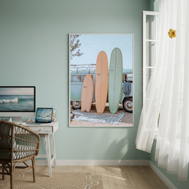 Quadro Decorativo Pranchas Na Kombi-70x50cm