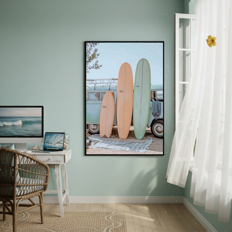 Quadro Decorativo Pranchas Na Kombi-70x50cm