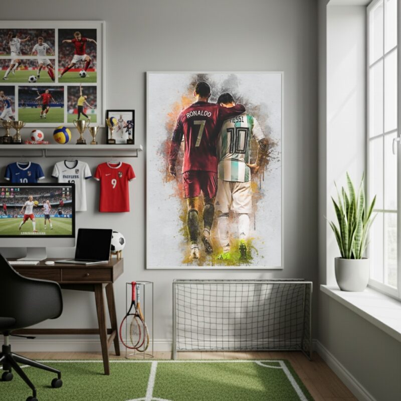 Quadro Decorativo Ronaldo E Messi-70x50cm