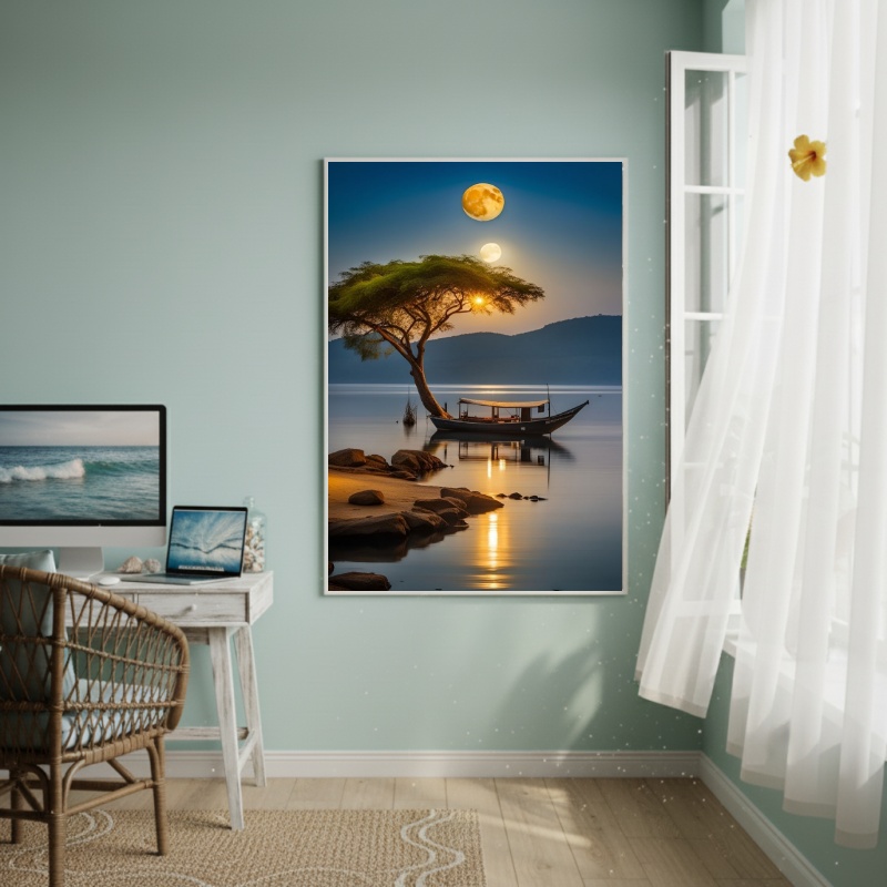 Quadro Decorativo Sob A Luz Dos Luares-70x50cm