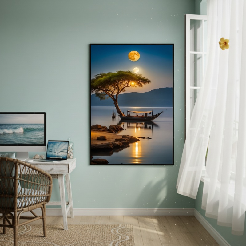 Quadro Decorativo Sob A Luz Dos Luares-70x50cm