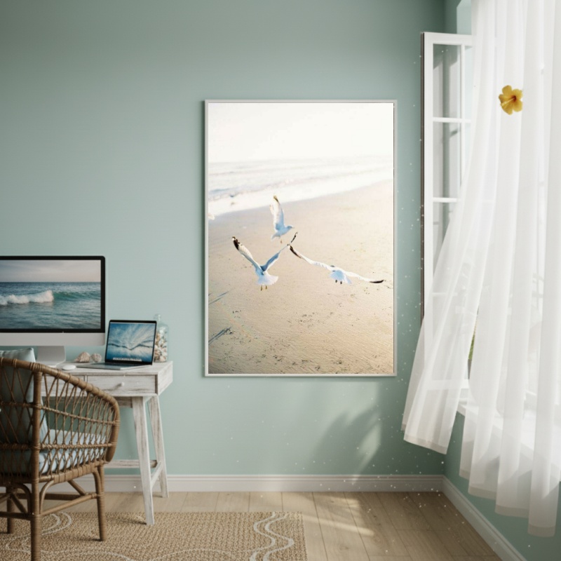 Quadro Decorativo Três Gaivotas-70x50cm