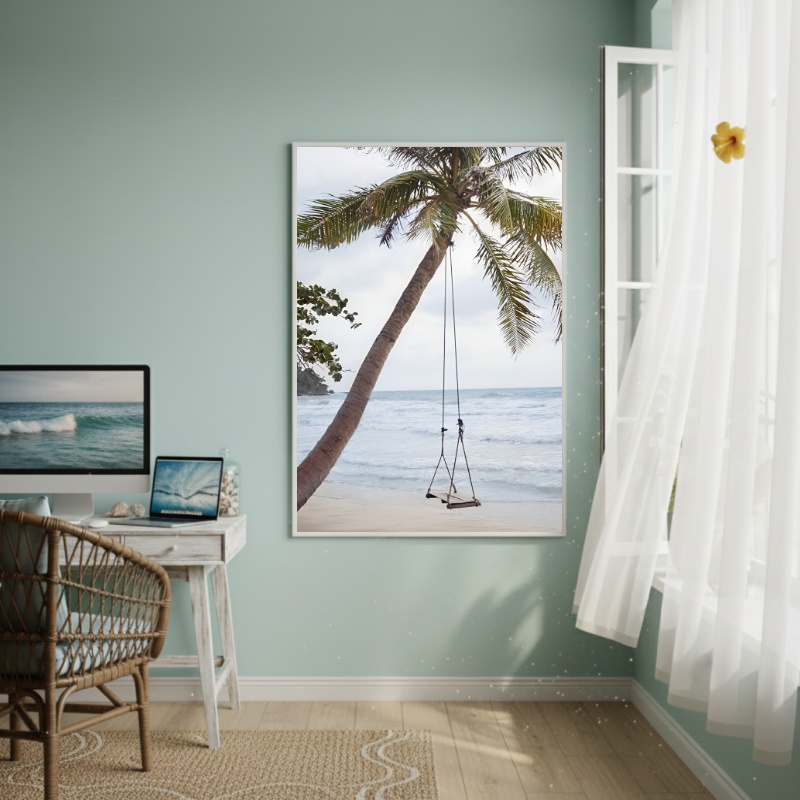 Quadro Decorativo Um Balanço Na Palmeira-70x50cm