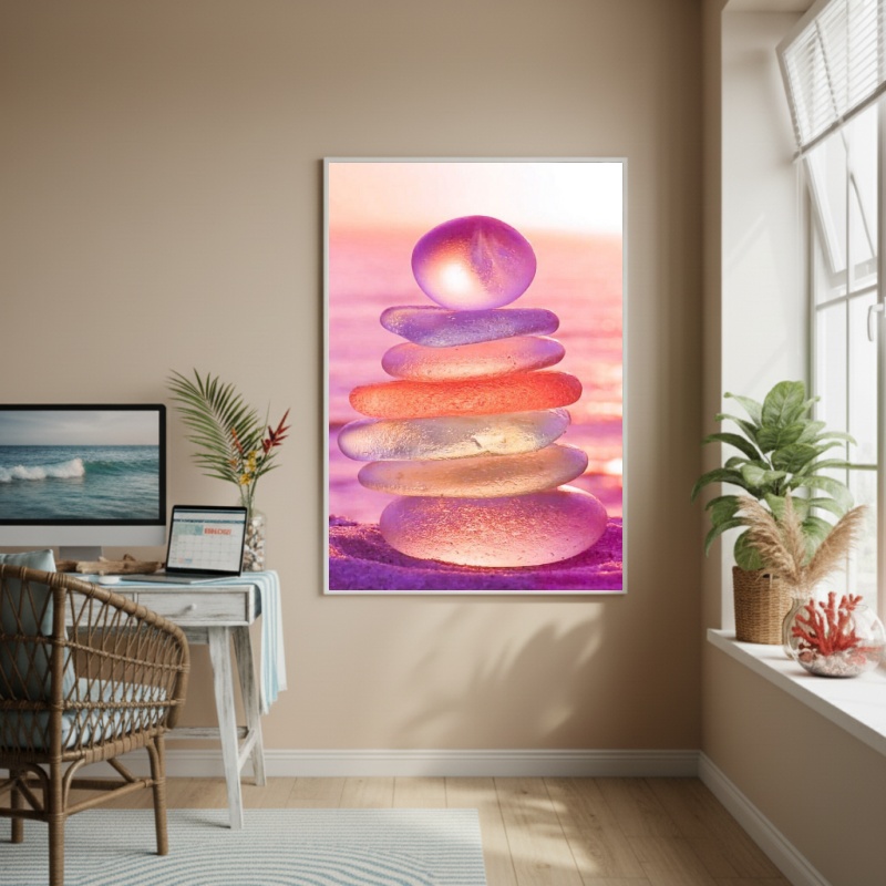 Quadro Decorativo Vidro Marinho Rosa-70x50cm