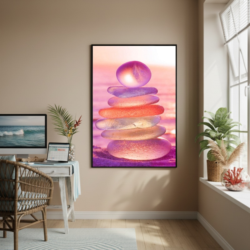 Quadro Decorativo Vidro Marinho Rosa-70x50cm