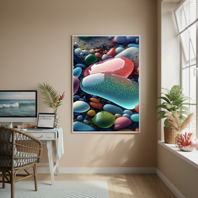 Quadro Decorativo Vidros De Praia-70x50cm