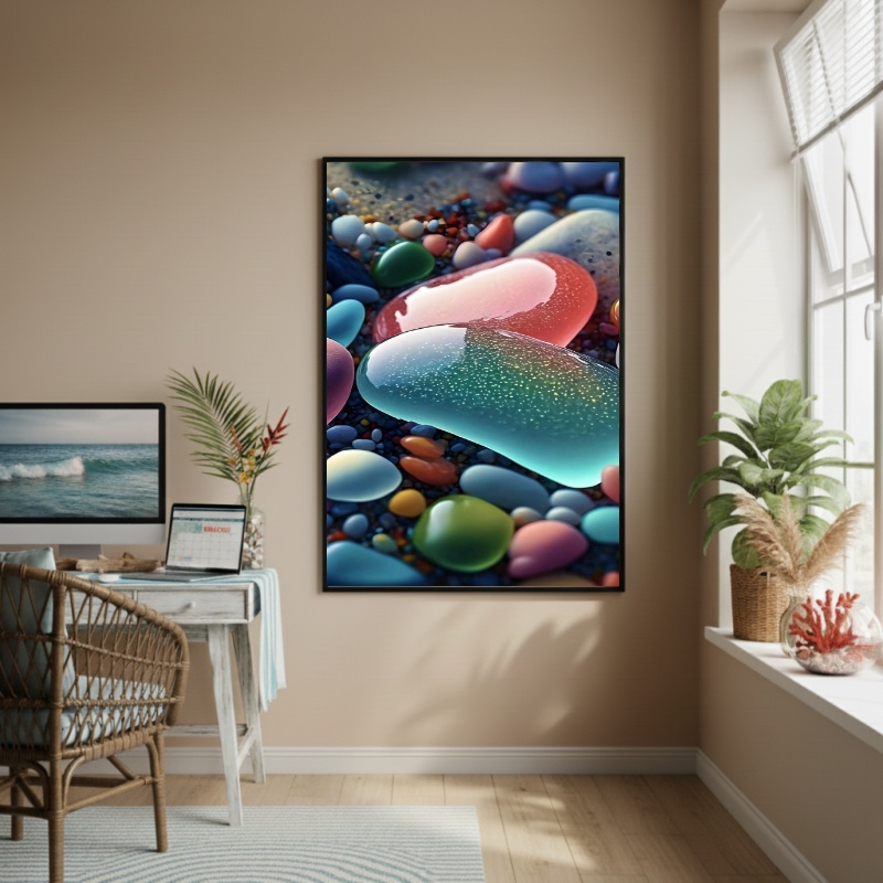 Quadro Decorativo Vidros De Praia-70x50cm