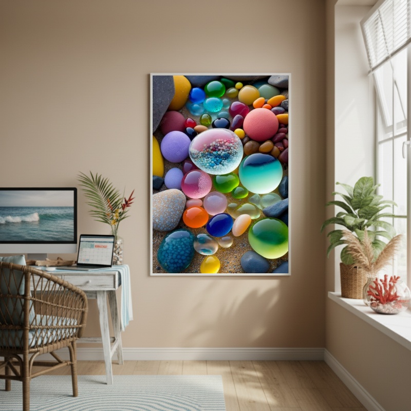 Quadro Decorativo Vidros Marinhos Belos-70x50cm