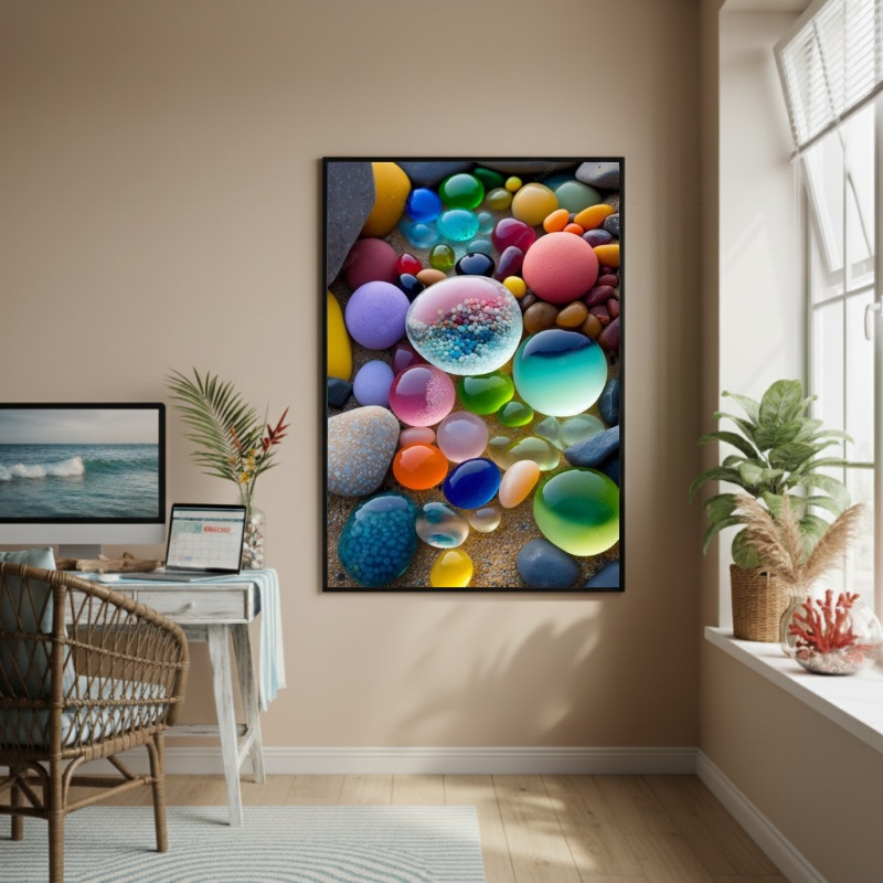Quadro Decorativo Vidros Marinhos Belos-70x50cm