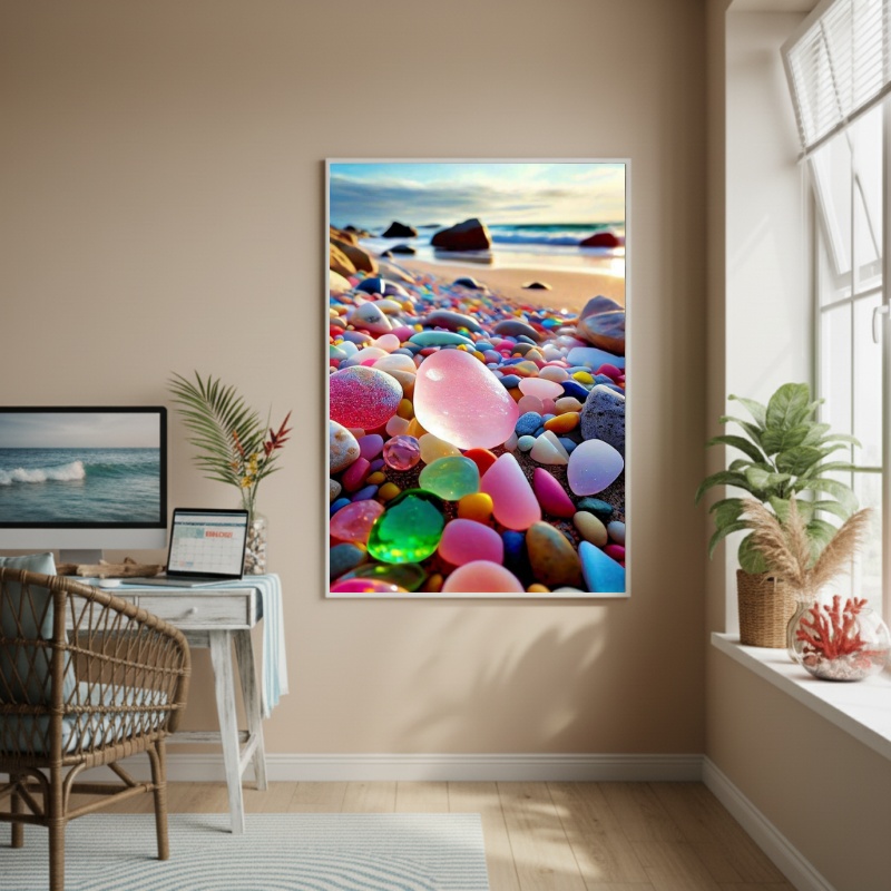 Quadro Decorativo Vidros Marinhos Coloridos-70x50cm