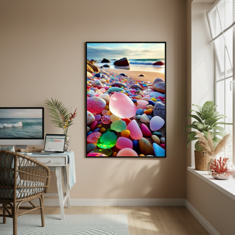 Quadro Decorativo Vidros Marinhos Coloridos-70x50cm