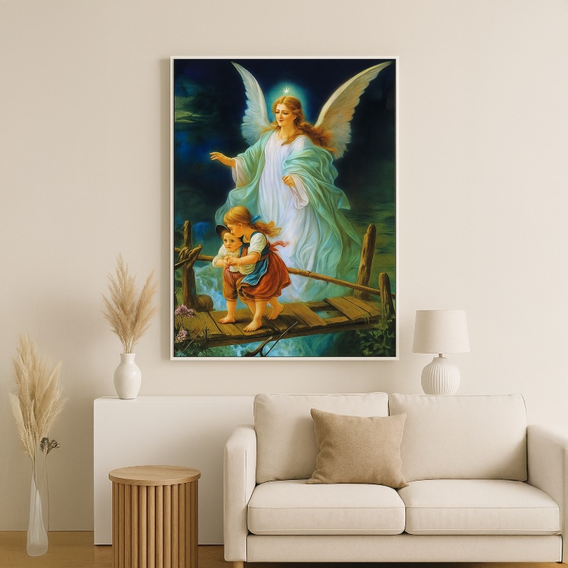 Quadro Canvas Anjo Da Guarda Com Crianças