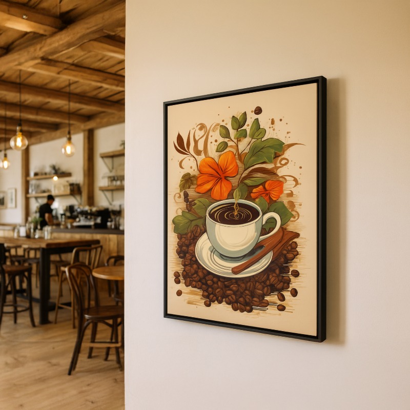 Quadro Canvas Café Com Flores - Imagem 4