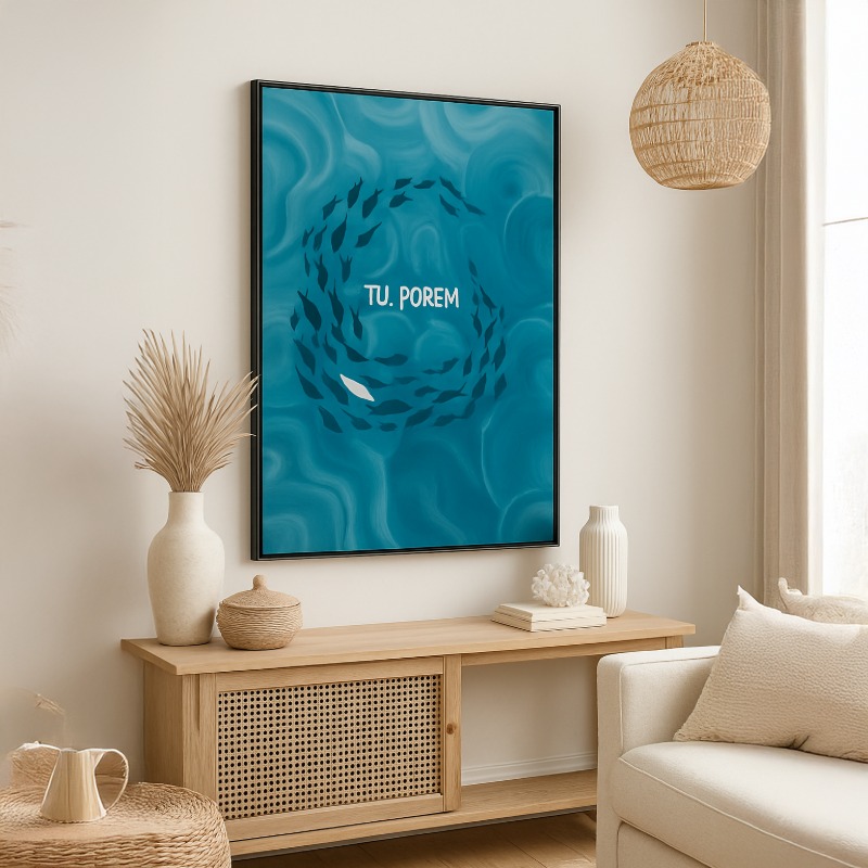 Quadro Canvas Cardume Peixes Frase - Imagem 4