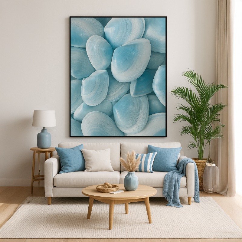 Quadro Canvas Conchas Azuis