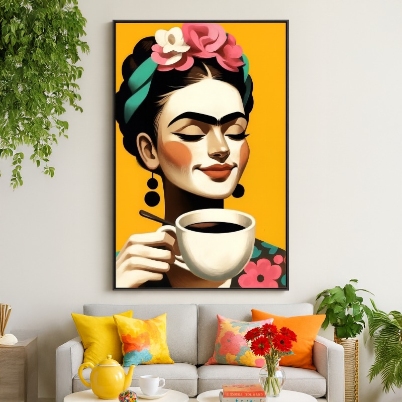 Quadro Canvas Frida Tomando Café - Imagem 4