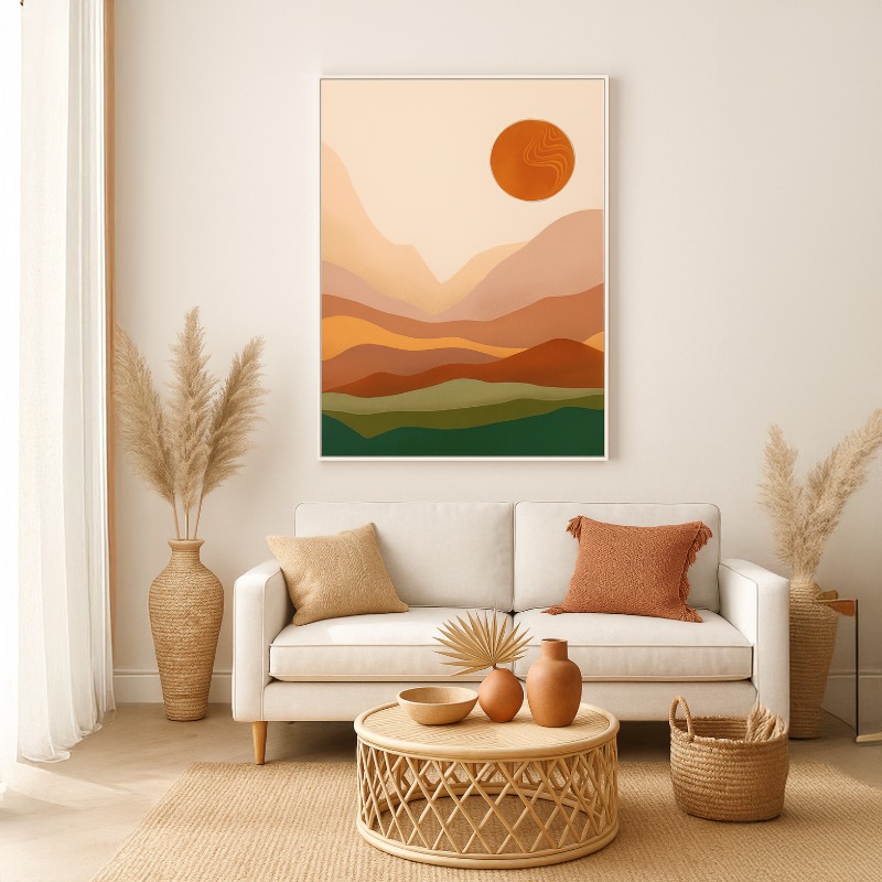Quadro Canvas Paisagem Abstrata Boho