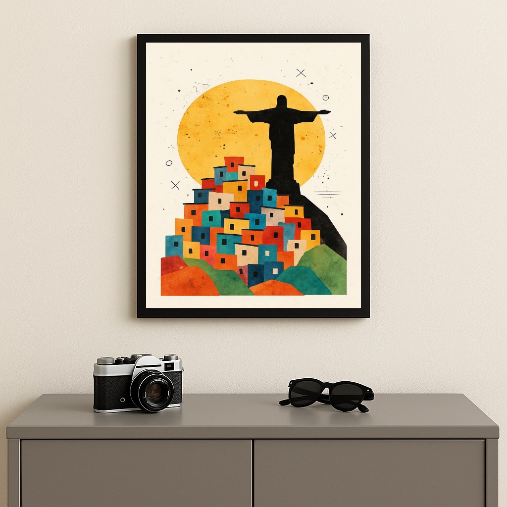 Quadro Cristo Rio de Janeiro Favela