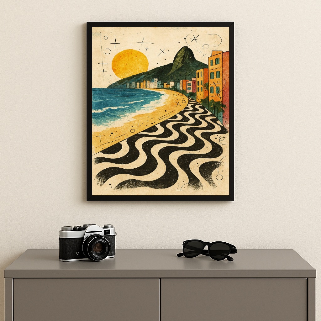 Quadro Decorativo Arte Rio de Janeiro Copacabana