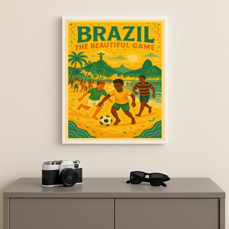 Quadro Decorativo Brasil futebol na Praia - RJ