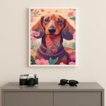Quadro Decorativo Dachshund Campo Flores
