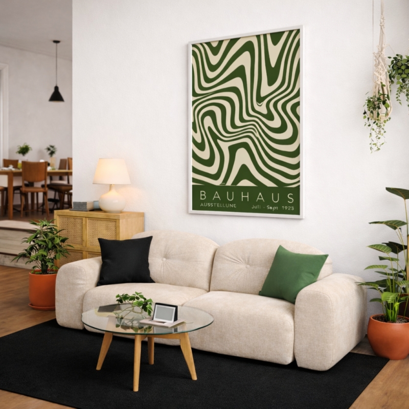 Quadro Canvas - Bauhaus - Wavy Green