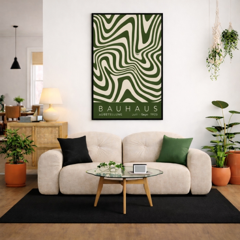 Quadro Canvas - Bauhaus - Wavy Green