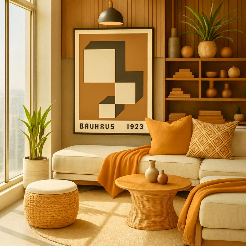 Quadro Canvas Vintage Brown Bauhaus Poster- Descending Blocks - Imagem 3