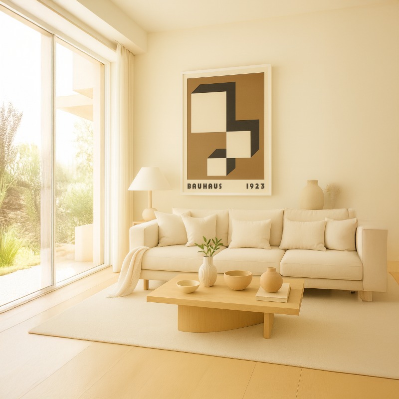 Quadro Canvas Vintage Brown Bauhaus Poster- Descending Blocks