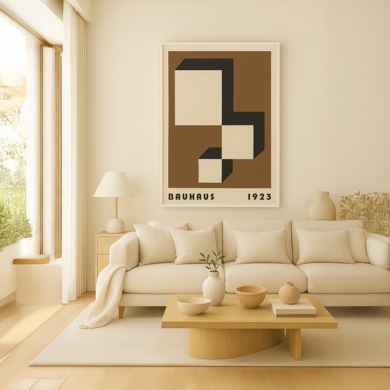 Quadro Canvas Vintage Brown Bauhaus Poster- Descending Blocks