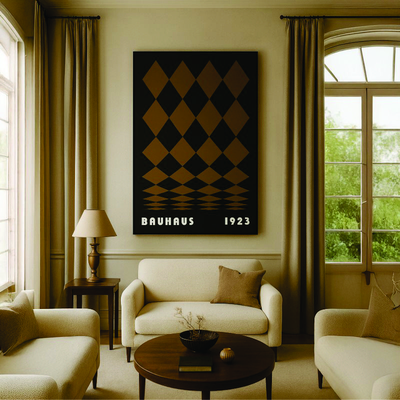 Quadro Canvas Vintage Brown Bauhaus Poster - Rolled Diamonds - Imagem 7