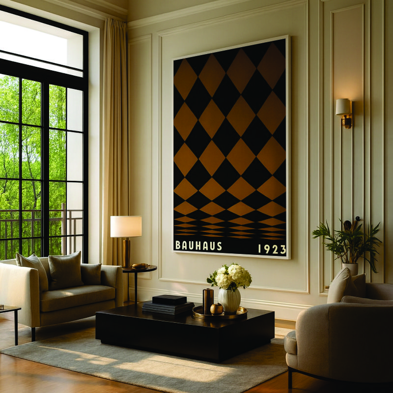 Quadro Canvas Vintage Brown Bauhaus Poster - Rolled Diamonds - Imagem 8