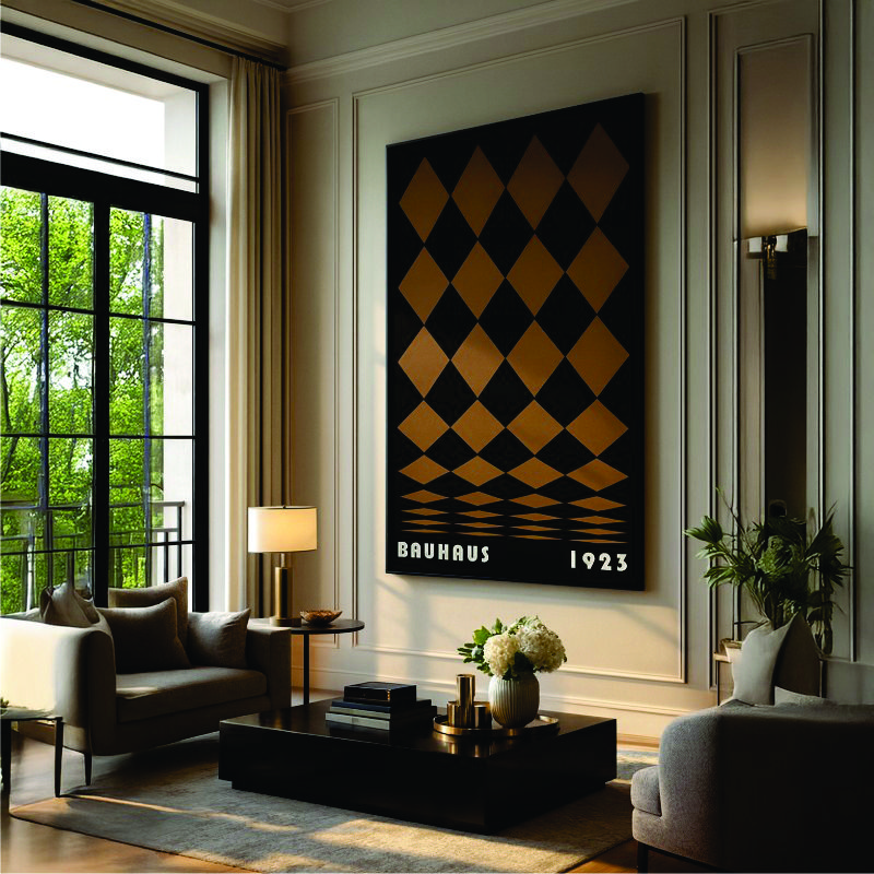 Quadro Canvas Vintage Brown Bauhaus Poster - Rolled Diamonds - Imagem 9